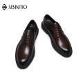 ABINITIO High Quality Luxury Brown Genuine Leather Men Dress Shoes For Men